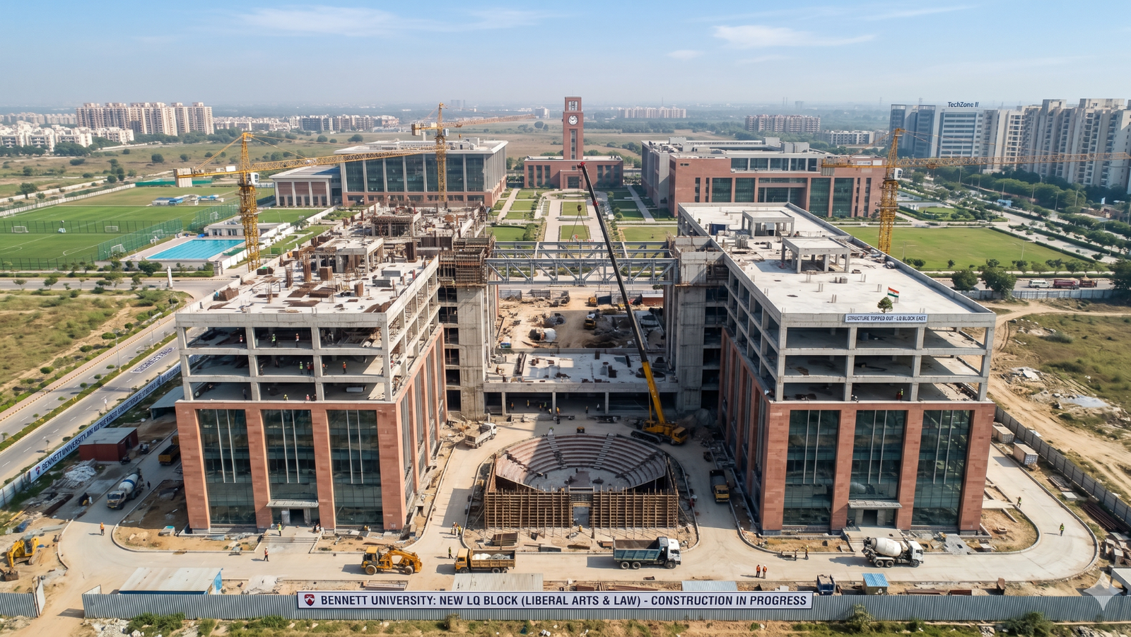 L and Q Block Bennett University construction project in Greater Noida